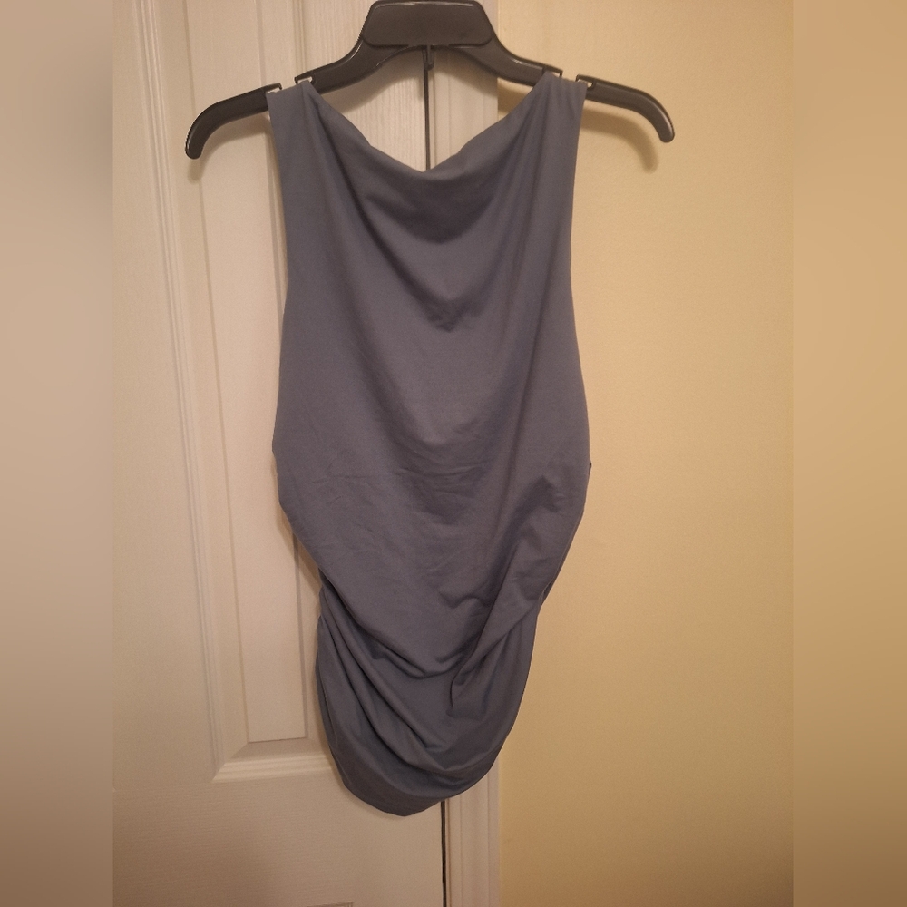 Girlfriend Collective Women’s Sleeveless Ruched Tank Top - Light Blue - Picture 3 of 3